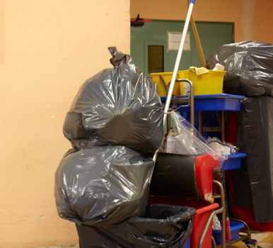 Recycling and waste sorting at a skip site