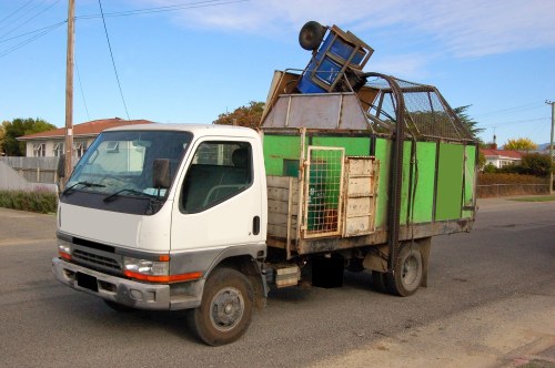 Commercial project with a large skip on site