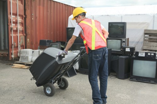 Modern skip bins arranged for waste disposal